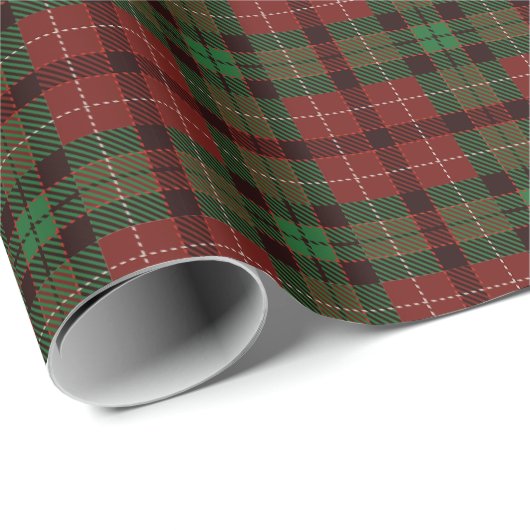 Rood groen bruin tartan naadloos patroon cadeaupapier (Rol Hoek)