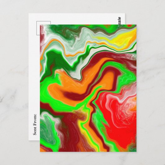 Rood, groen, bruinkoolkleurig, lichtvochtig briefkaart (Voorkant / Achterkant)