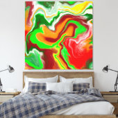 Rood, groen, bruinkoolkleurig, lichtvochtig canvas afdruk (Insitu (Slaapkamer))