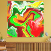 Rood, groen, bruinkoolkleurig, lichtvochtig canvas afdruk (Insitu (Woonkamer))