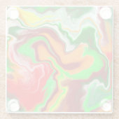 Rood, groen, bruinkoolkleurig, lichtvochtig glazen onderzetter (Achterkant)