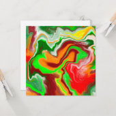 Rood, groen, bruinkoolkleurig, lichtvochtig kaart (Voorkant / Achterkant in situ)