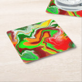 Rood, groen, bruinkoolkleurig, lichtvochtig kartonnen onderzetters (Schuin)