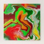 Rood, groen, bruinkoolkleurig, lichtvochtig legpuzzel (Horizontaal)