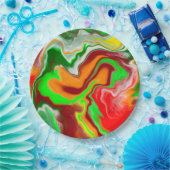 Rood, groen, bruinkoolkleurig, lichtvochtig papieren bordje (Feest)