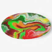 Rood, groen, bruinkoolkleurig, lichtvochtig papieren bordje (Gekanteld)