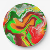 Rood, groen, bruinkoolkleurig, lichtvochtig papieren bordje (Voorkant)