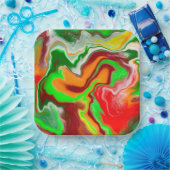 Rood, groen, bruinkoolkleurig, lichtvochtig papieren bordje (Feest)