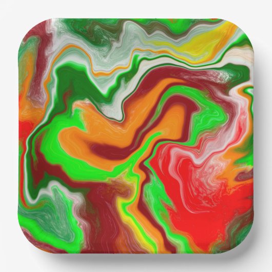 Rood, groen, bruinkoolkleurig, lichtvochtig papieren bordje (Voorkant)