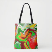 Rood, groen, bruinkoolkleurig, lichtvochtig tote bag (Voorkant)