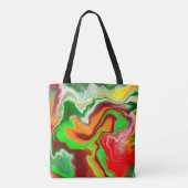 Rood, groen, bruinkoolkleurig, lichtvochtig tote bag (Achterkant)