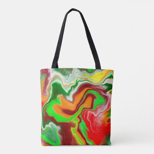 Rood, groen, bruinkoolkleurig, lichtvochtig tote bag (Achterkant)