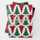 Rood Groen Buffel Check Kerstboom Inpakpapier Vel (In situ)