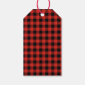 Rood & Groen Buffel Plaid Patroon Vrolijk Kerstfee Cadeaulabel (Achterkant)