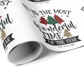 Rood & Groen Buffel Plaid Patroon Vrolijk Kerstfee Cadeaupapier (Rol Hoek)