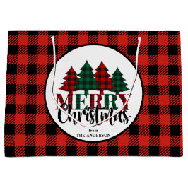 Rood & Groen Buffel Plaid Patroon Vrolijk Kerstfee Groot Cadeauzakje