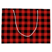 Rood & Groen Buffel Plaid Patroon Vrolijk Kerstfee Groot Cadeauzakje (Achterkant)
