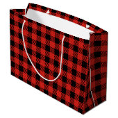 Rood & Groen Buffel Plaid Patroon Vrolijk Kerstfee Groot Cadeauzakje (Achterkant Gekanteld)