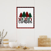 Rood & Groen Buffel Plaid Patroon Vrolijk Kerstfee Poster (Keuken)