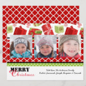 Rood & Groen Cadeaus 3 Foto's - 6x8 Kerst Kaart (Voorkant / Achterkant)