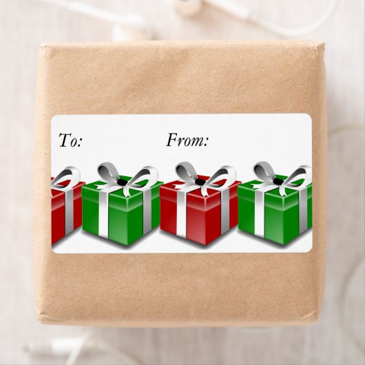 Rood Groen Cadeaus Bogen Christmas Gift Label Labe (Insitu)