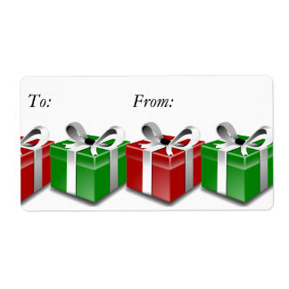 Rood Groen Cadeaus Bogen Christmas Gift Label Labe