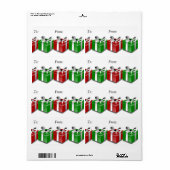 Rood Groen Cadeaus Bogen Christmas Gift Label Labe (Full Sheet)