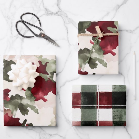 Rood Groen Camo Verjaardag Inpakpapier Vel (Voorkant)
