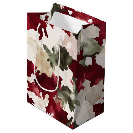 Rood Groen Camo Verjaardag Medium Cadeauzakje (Voorkant Gekanteld)