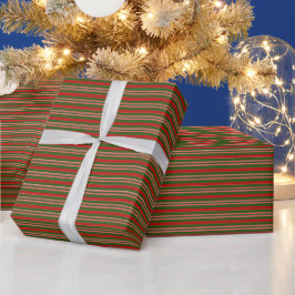 Rood & Groen Candy Cane Classic, Vakantiestrepen Cadeaupapier