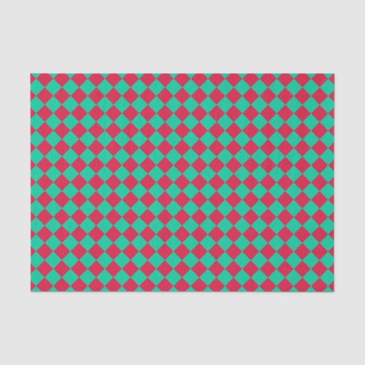 Rood Groen Checker Diamant Patroon Tissuepapier (Voorkant)