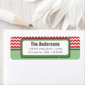 Rood & Groen Chevron ZigZag Kerst Retouradres Etiket (Insitu)