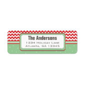Rood & Groen Chevron ZigZag Kerst Retouradres Etiket (Voorkant)