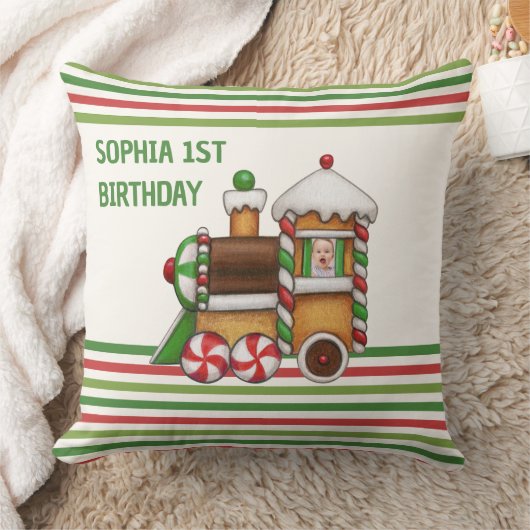 Rood Groen Chugga Chugga Trein 1e Verjaardag schat Kussen (Deken)