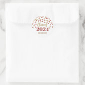 Rood Groen Confetti Afstuderen 2024 Ronde Sticker (Tas)