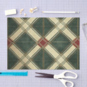 ROOD GROEN CREAM KERSTDIAAMANTPATROON TISSUEPAPIER (Craft)