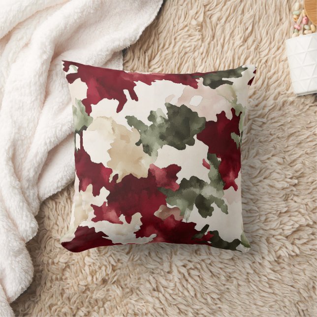 Rood Groen Crème Camo Kussen (Deken)
