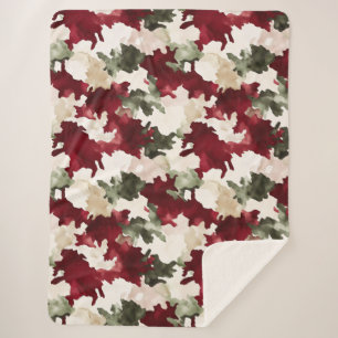 Rood Groen Crème Camo Sherpa Deken