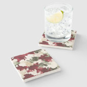Rood Groen Crème Camo Stenen Onderzetter (Zijkant)