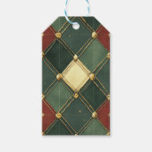 ROOD GROEN CRÈME GOUD KERSTDiamant PATROON Cadeaulabel (Voorkant)