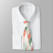 Rood Groen Crème Mint Wit Abstract Stropdas (Gebonden)