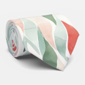 Rood Groen Crème Mint Wit Abstract Stropdas (Opgerold)