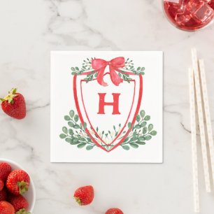 Rood Groen Crest Monogram Servet