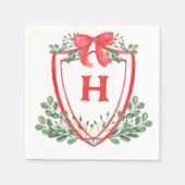 Rood Groen Crest Monogram Servet (Voorkant)