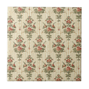 Rood Groen Damast Vintage Sierklassieker Tegeltje
