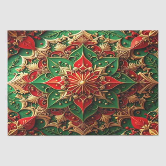 Rood groen decoratief feestweefselpapier tissuepapier (Voorkant)