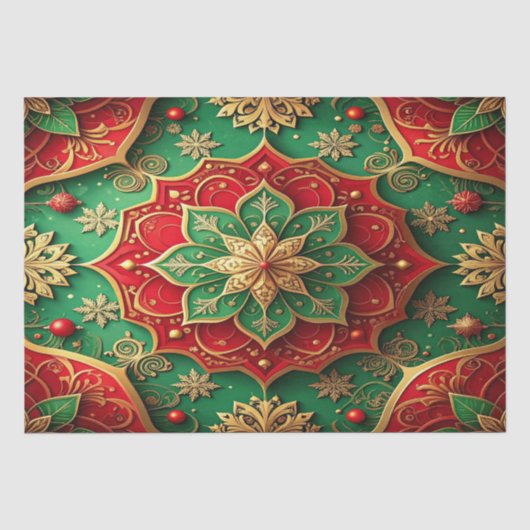 Rood groen decoratief feestweefselpapier tissuepapier (Voorkant)