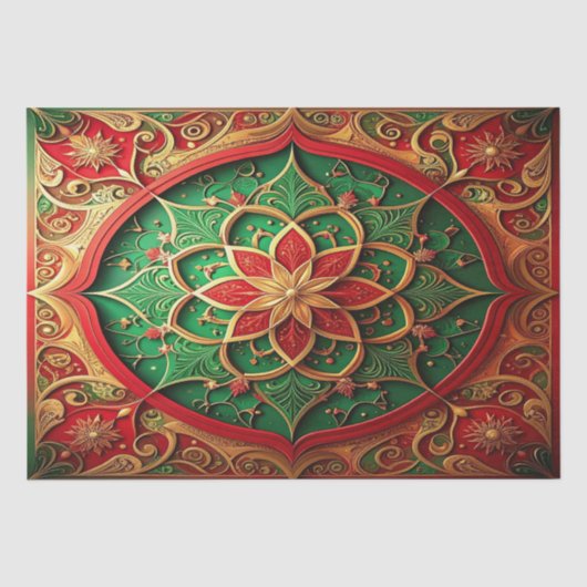 Rood groen decoratief feestweefselpapier tissuepapier (Voorkant)