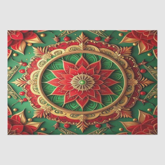 Rood groen decoratief feestweefselpapier tissuepapier (Voorkant)