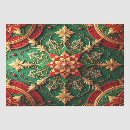 Rood groen decoratief feestzakdoek papier (Voorkant)